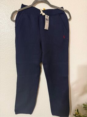 Ralph Lauren Navy Sweat Joggers with Red Polo Emblem
